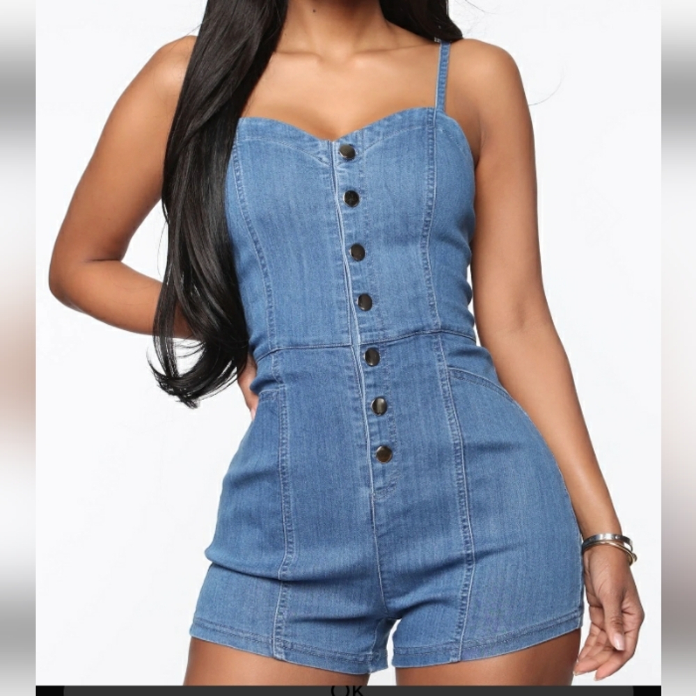 Fashion Nova Denim Romper